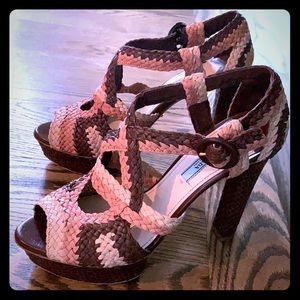 Prada basket weave multi platforms size 38